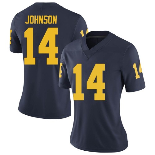 Quinten Johnson Michigan Wolverines Women's NCAA #14 Navy Limited Brand Jordan College Stitched Football Jersey MIL7754JF